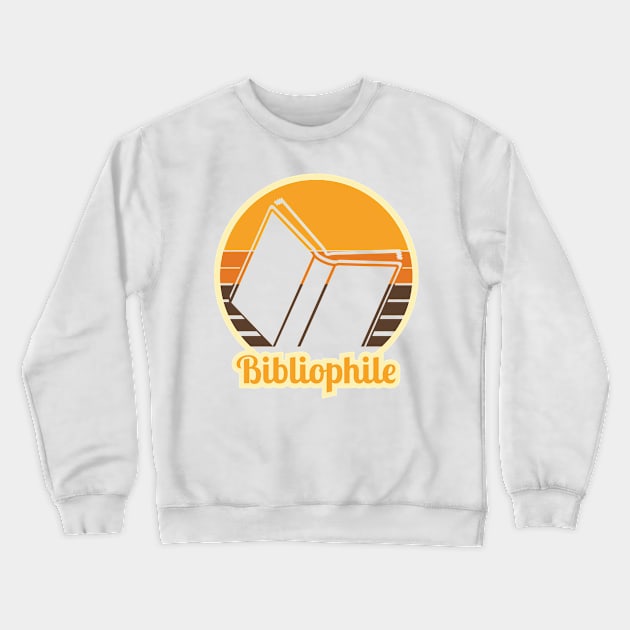 Retro Bibliophile Design Brown and Orange Crewneck Sweatshirt by RedRubi